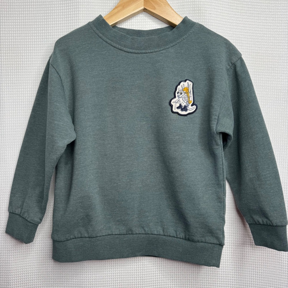 Patagonia Boys 3T Crewneck Sweatshirt Teal Green Yeti Hiking Patch Pullover